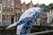 Belgium - Brugge - Recycled Blue Whale on the Spiegelrei Canal