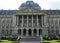 Belgium, Brussels, Palace square, Royal Palace, facade and stairs to the main entrance of the palace