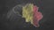 Belgium. Chalk drawn and animated map with flag.