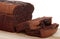Belgium chocolate cake loaf focus on slice