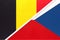 Belgium and Czech Republic, symbol of two national flags from textile. Championship between two European countries