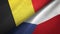 Belgium and Czech Republic two flags textile cloth, fabric texture
