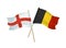 Belgium and England flags on white