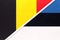 Belgium and Estonia, symbol of two national flags from textile. Championship between two European countries