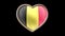 Belgium flag heart isolated on black luma matte. Patriotism