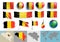 Belgium flags of various shapes and geographic map set
