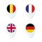 Belgium, France, United Kingdom, Germany flag location map pin icon