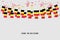 Belgium garland flag with confetti on gray background, Hang bunting for Belgium celebration template banner.