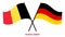 Belgium and Germany Flags Crossed And Waving Flat Style. Official Proportion. Correct Colors