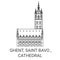 Belgium, Ghent, Saint Bavo , Cathedral travel landmark vector illustration