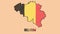 Belgium Hand Drawn Cartoon Animated Map With Flag. Isolated Background.