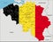 Belgium highly detailed political map with national flag.