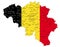 Belgium highly detailed political map with national flag.
