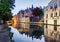 Belgium - Historical centre of Bruges river view. Old Brugge bu