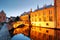 Belgium - Historical centre of  Bruges river view. Old Brugge buildings reflecting in water canal