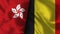 Belgium and Hong Kong Realistic Flag â€“ Fabric Texture Illustration