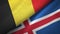 Belgium and Iceland two flags textile cloth, fabric texture