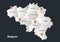 Belgium map, Infographics flat design colors snow white, with names of individual regions