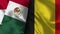 Belgium and Mexico Realistic Flag â€“ Fabric Texture Illustration