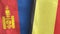 Belgium and Mongolia two flags textile cloth 3D rendering