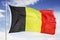 Belgium national flag under blue sky