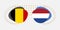 Belgium and Netherlands flags. Dutch and Belgian national symbols with abstract background and geometric shapes.