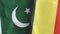Belgium and Pakistan two flags textile cloth 3D rendering