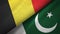 Belgium and Pakistan two flags textile cloth, fabric texture