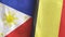 Belgium and Philippines two flags textile cloth 3D rendering