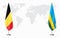 Belgium and Rwanda flags for official meeting