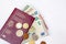 Belgium traveling Passport and euro`s