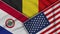 Belgium United States of America Paraguay Flags Together Fabric Texture Illustration