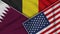 Belgium United States of America Qatar Flags Together Fabric Texture Illustration