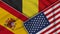 Belgium United States of America Spain Flags Together Fabric Texture Illustration