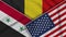 Belgium United States of America Syria Flags Together Fabric Texture Illustration