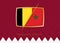 Belgium vs Morocco, group stage icon of football competition on burgundy background