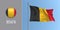 Belgium waving flag on flagpole and round icon vector illustration