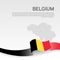 Belgium wavy flag and mosaic map on white background. Belgium flag color wavy ribbon. National poster design. State belgian