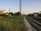 Belgrade - Bar railway in Podgorica, Montenegro. Summer sunset view