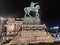 Belgrade city center Monument to Prince Mihailo Michael by night