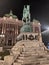 Belgrade city center Monument to Prince Mihailo Michael by night