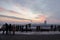 BELGRADE, SERBIA - JANUARY 1, 2015: people taking pictures of New Belgrade Novi Beograd from Kalemegdan fortress