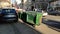 Belgrade, Serbia. January 24, 2020. Garbage containers in the city center. Roadway with cars. Asphalt road with passers-by