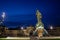 BELGRADE, SERBIA - OCTOBER 8, 2022: Selective blur on Spomnik Stefanu Nemanji statue on the Glavna Zeleznicka stanica square at