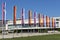 Belgrade, Serbia - September 9, 2022 : German and Serbian flags in front of The Palace of Serbia