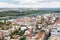 Belgrade skyline , old and new part of city, Sava and Danube river, aerial view