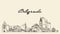 Belgrade skyline Serbia hand drawn vector sketch