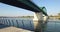 Belgrade Waterfront, Serbia. Boardwalk by Sava River Under Old Railway Bridge