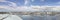 Belgrade Winter Snowy Panorama with Waterfront and City Downtown Skyline.