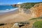 Beliche beach between Sagres and Cabo de Sao Vicente St Vincent Cape, with colorful landscape and dramatic cliffs, Sagres, Algar